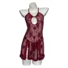 Lingerie Sexy Transparente Tule Desejo Puro Decote V Profundo Seios Expostos Renda Quente Camisola com Suspensório Livre para Tirar Conjunto 6503
