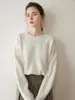 Estilo Novo Outono e Inverno Suéter Soltinho de Gola Redonda com 7 Fios e Bolsos para Mulheres Casual Versátil Quente e Confortável Suéter Engrossado para Mulheres