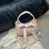 Bolsa 2025 Nova Cor Sólida Sob o Braço Feminina Bolsa Transversal Moda Nicho Bolsa de Ombro com Laço Senso Bolsa Pequena
