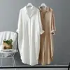 Envío Mismo Día: Camisa Blanca de Algodón y Lino para Mujer para Usar por Encima, Top Casual Holgado 2026, Camisa de Longitud Media