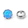 Aretes de Ópalo con Borde Dentado de Titanio F136, Piercing de Ombligo, Piercing de Labio, Joyería para Piercings de Aleación de Titanio G23, Piercing de Cartílago de Oreja, Piercing de Lengua