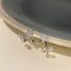 Venta Directa de Fábrica de Pendientes de Estrella de Circonita Microincrustada Estilo Dulce y Fresco con Sentido de Diseño de Estrellas de Doble Capa y Acabado de Alta Gama, Venta al por Mayor
