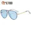 Nuevas Gafas de Sol de Moda Europeas y Americanas Transfronterizas, Estilo Versátil de Influencer de Tendencia, Gafas de Sol Aviador Retro de Marco Grande para Mujer 8632