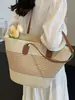 2025 Nova Bolsa de Palha Tecida à Beira-Mar Bolsa de Palha Tecida para Praia Ombro Único Pastoral Francês Férias Grande Capacidade Verão Feminino