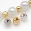 Revestido com Ouro Real, Prata Grossa, Platina, Retenção Forte de Cor, Superfície Lisa, Contas Redondas, Contas Espaçadoras, Acessórios para Joias DIY, Pulseira, Colar, Contas
