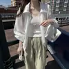 2026 Primavera/Verano Nuevo Chic Coreano Versátil Anti-Tencel Camisa Top Protector Solar Estilo Coreano Ropa para Mujer