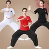 Traje de Tai Chi Primavera e Outono Novo Estilo Chinês Conjunto Rima Antiga China Meia-Idade e Idosos Roupas de Prática de Dança de Verão Algodão Puro