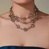 Xinyixinxin Color Acero Inoxidable Bloques de Color Nariz de Cerdo Cadena Gruesa Collar Cubano Moda Ins Versátil Joyería Personalizada