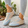 Zapatos de Entrenamiento Alemanes de Bloques de Color Retro Transfronterizos para Mujer Planos con Cordones Casuales Zapatos de Tabla Gamuza Sintética Transpirables Talla Grande Zapatos para Mujer de Comercio Exterior