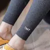 Leggings con forro polar para mujer para usar al aire libre, bordados, nuevo modelo primavera/otoño 2026, de cintura alta, talla grande, pantalones finos de algodón acanalado, largo cropped