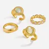 Anillos de Acero Inoxidable Elegantes y Discretos Transfronterizos, Joyería de Nicho de Alta Gama, Accesorios de Acero de Titanio, Anillos de Resina de Lujo Ligero Estilo Coreano Ins