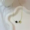 Cadena para Clavícula de Piedra Ojo de Tigre de Lujo Ligero Francés para Mujer, Collar Retro de Alto Nivel de Nicho con Temperamento, Exquisita Joyería para el Cuello