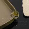 Anillo de circonita ámbar de estilo retro francés, diseño de nicho avanzado, exquisito, abierto, ajustable, joyería al por mayor