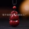 Colgante de Arena de Cristal de Alto Contenido Mineral Crudo Natural con Cuenta Dzi de Nueve Ojos y Colgante de Cinabrio al por Mayor