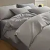 Serie Jianxi 100% Algodón Color Sólido Dos Tonos Ropa de Cama Juego de Cuatro Piezas Simple Color de Contraste Juego 100% Algodón Sábana Sábana Ajustada Se Puede Enviar Directamente