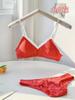 Trivia Roja# Este Año de Vida traje Ropa Interior Roja para Mujer Pecho Pequeño Levanta-busto Amigable con la Piel Sin Aro de Acero Sujetador Anticaída