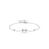 Pulsera de Plata Esterlina S925 de Lujo Ligero con Zircón Exquisito de Lazo Pequeño Simple Hueca de Mariposa Cadena Ajustable Joyería