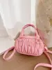 2026 Nova Bolsa Estilo Versão Coreana Ins Moda Bolsa Transversal para Mulheres e Crianças Maiores Bolsa de Mão Plissada Estilo Chanel