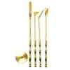 Conjunto de Ferramentas para Incenso de Latão Kit para Iniciantes Conjunto Completo de Pá de Incenso de Cobre de Alta Qualidade, Colher de Incenso, Pressionador de Cinzas, Escova, Frasco de Incenso