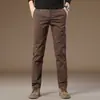Pantalones Casuales Cómodos de Algodón Puro de Gama Alta para Hombre 2026 Forro Polar Otoño e Invierno Ajustados Rectos de Negocios Versátiles Largos