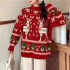 Suéter de Punto de Cachemira Grueso con Ciervo Navideño para Mujer Otoño Invierno Nuevo Estilo Transfronterizo Suéter Holgado Dulce Ropa de Mujer Lana
