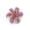 Nuevo Broche de Flor de Lirio Roja y Azul con Circonita Micro-Pavimentada de Industria Pesada Lujoso Elegante Accesorios para Abrigo Traje de Mujer Ramillete