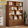 Estante de madeira maciça com armário de parede integrado, rack de armazenamento de piso para sala de estar, armário de armazenamento para casa e estudantes, estante para canto infantil