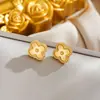Amazon Explosions Moda Aço Titânio Banhado a Ouro 18K Brincos de Trevo de Quatro Folhas Brincos Elegantes Versáteis para Mulheres Brincos Não Desbotam