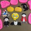 Molde de Silicona de Bruja de Halloween de Dibujos Animados Cabeza de Calabaza Sonriente DIY Forma de Araña Molde para Hornear Chocolate y Azúcar Fondant