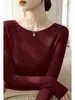Camisa de Lã Tricotada Cinza Estilo Coreano Gola Uma Linha para Mulheres no Outono e Inverno Luxo Acessível Estilo Slim Top Interno Tamanho Único