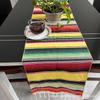 Amazon nuevo camino de mesa estilo mexicano algodón lino americano bloque de color borla tapete de playa chal arcoíris mantel dropshipping
