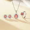 Amazon Comercio Exterior Azul Rojo Amarillo Verde Morado Blanco Piedra Preciosa Zirconia Conjunto de Collar Anillo Pendientes para Mujer