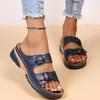 Sandalias de Verano Transfronterizas con Doble Hebilla y Suela Gruesa para Mujer, Caladas, Talla Grande, Comercio Exterior, Casual, Antideslizantes, Zapatos de Playa para Exteriores para Mujer