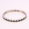 Pulsera de Acero Inoxidable para Reloj Pulsera Europea y Americana de Tres Perlas Barra Recta 6mm Tallada Finamente Pulsera Sólida para Reloj Artesanía Ingeniosa para Hombre Pulsera de Reloj
