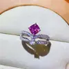 Anel de diamante Zemo em formato de almofada colorida, formato especial, diamante rosa de temperamento, dedo, moissanita, anel de moda europeu e americano, atacado
