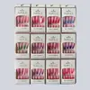 Nuevo clavo largo en T 12 piezas de uña postiza con gel de gelatina moda simple parche para uñas largo