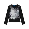 Linda Camiseta de Manga Larga con Estampado de Hello Kitty para Mujer, Nueva Tendencia Primavera 2026 Marca Ajustada Versátil Top Básico