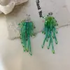 Pendientes de Borla con Cuentas de Cristal del Mismo Estilo de Fever, Pinzas para Orejas de Disco de Espiral para Mosquitos, Estilo Exagerado de Nicho, Elegantes y Versátiles de Moda
