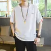 Camiseta de Linho de Algodão Masculina Verão Linho Manga Curta Marca Tendência Versátil Casual Estilo Chinês Masculina Solta plus size Roupas de Linho