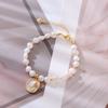 Pulsera de Perlas Barrocas Alienígenas Perlas Naturales Madre de Nácar Rosa Trébol de Cuatro Hojas para Mujer Pulsera Accesorios de Estilo Europeo y Americano