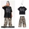 Pantalones de camuflaje para niños Traje de manga corta para hombre Hip-hop Ropa de actuación de baile callejero para niños Traje moderno de verano para niñas Guay y guapo