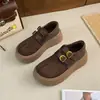 Mocasines de Suela Gruesa tipo Mochi para Mujer Otoño 2026 Nuevo Retro Doble Hebilla Punta Dividida Sintética Birkenstock Slip-on Zapatos Individuales Birkenstock