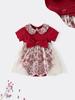 Ropa de Bebé Vestido de Verano Falda Envolvente de Malla Dulce rojo vino Estilo Occidental Recién Nacido Cien Días de Edad Regalo