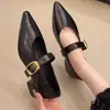 Pedido 2026 Zapatos Mary Jane Bajos Retro Nuevos Otoño/Invierno Zapatos de Tacón Grueso Puntiagudos para Mujer Tallas Grandes Zapatos de Falda con Cordones y una Sola Correa