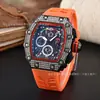 Reloj de Cuarzo Multifuncional Luminoso Impermeable para Hombre, Estilo Richard, con Incrustaciones de Diamantes, Forma de Barril, Modelo Nuevo Transfronterizo