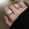 Anillo de Apertura Circular Liso Plisado para Mujer Estilo Sexy Nicho Hip-Hop Anillo de Dedo Moda Retro Explosiones Marea