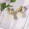 Mariposa de Pedrería 3D Flor Rosa Agujero Recto Cuentas Sueltas DIY Llavero de Teléfono Cadena de Bolso Accesorios Venta al Por Mayor