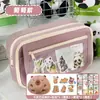 Estuche para Lápices Bolsa de Dolor Jiyikawa Ins Nuevo Estilo Caja de Papelería para Chicas de Secundaria, Gran Capacidad, Alto Valor Estético, Estuche Transparente