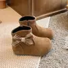Botas Retro de Ante Birkenstock para Niños 2026 Otoño Nuevas Llegadas Botas de Piel con Lazo para Niñas Botas Cortas de Suela Blanda de Moda Tendencia