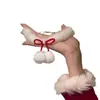 Otoño e Invierno Nuevo Bola de Nieve Blanca Lazo Felpa Gargantilla Collar de Perlas Cadena de Suéter Dulce para Mujer Navidad